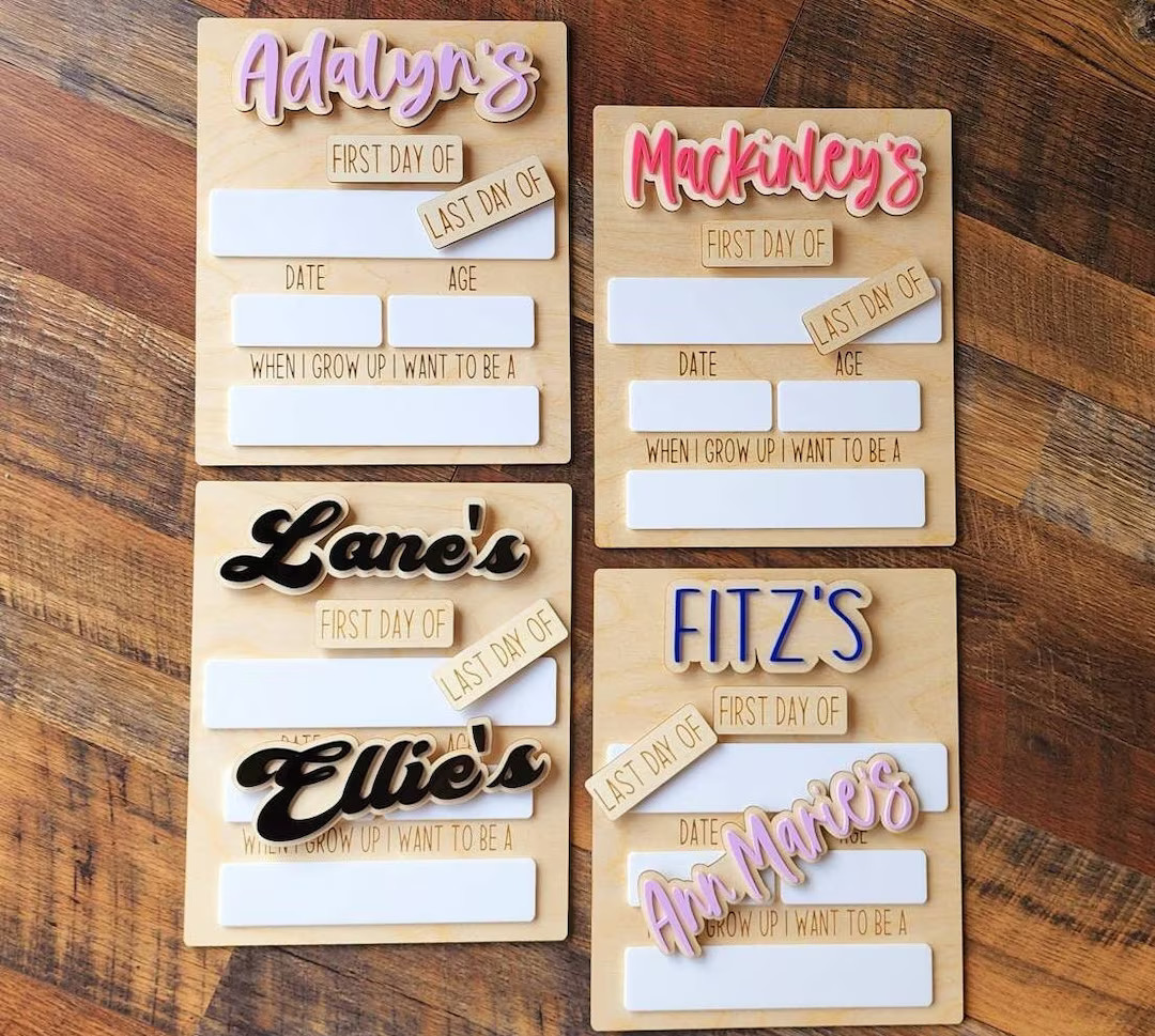 First Day of School Sign Personalized Interchangeable Names Back to school board Reusable White B... | Etsy (US)