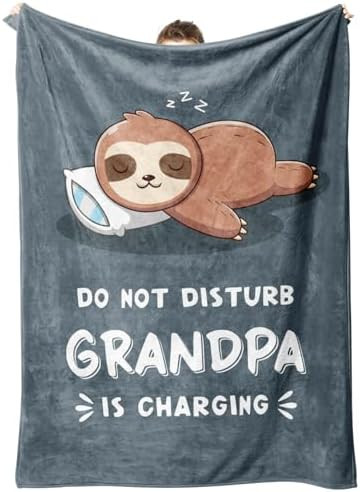 Funny Gifts for Grandpa Christmas, Grandpa is Charging Sloth Blanket, Grandpas Birthday Gift, Gra... | Amazon (US)