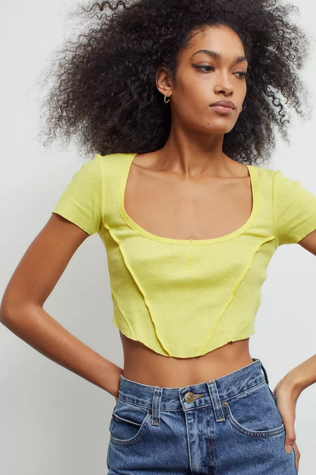 UO Seamed Scoop Neck Cropped Top | Urban Outfitters (US and RoW)