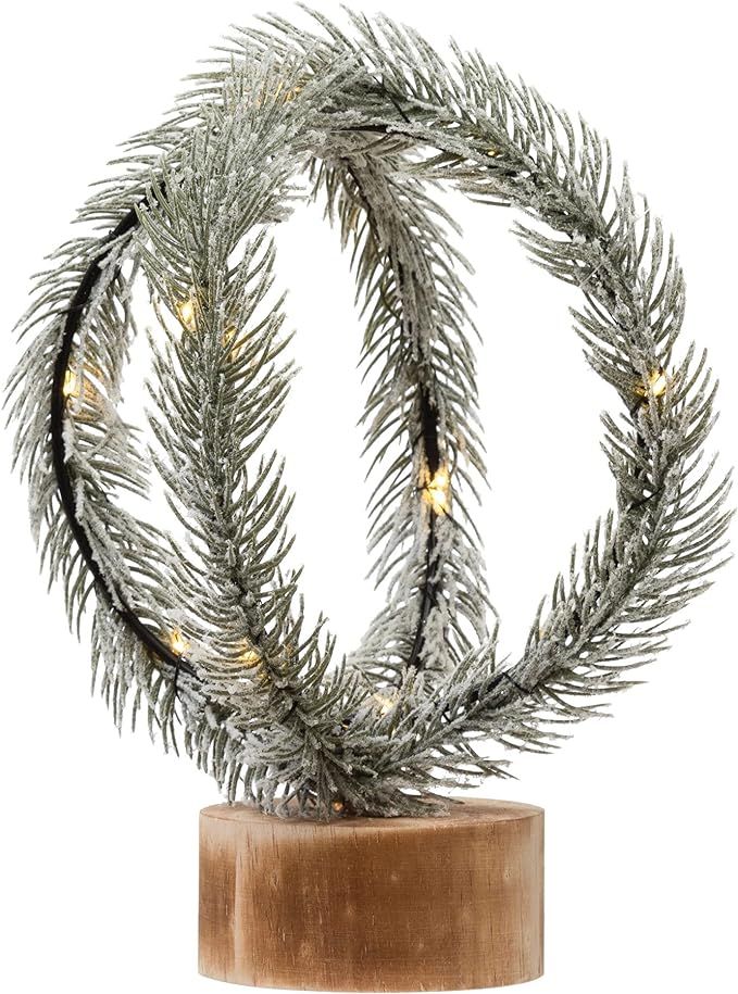 Amazon.com: Creative Co-Op LED & Faux Pine Wrapped Wire Sphere with Wood Base & 20 Lights Figurin... | Amazon (US)