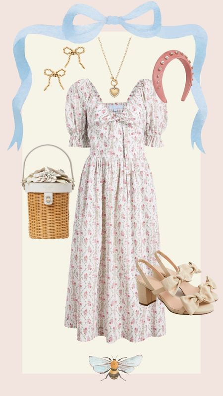 Spring dress, bridal shower outfit, Easter outfit, bow heels

#LTKstyletip #LTKshoecrush #LTKSeasonal