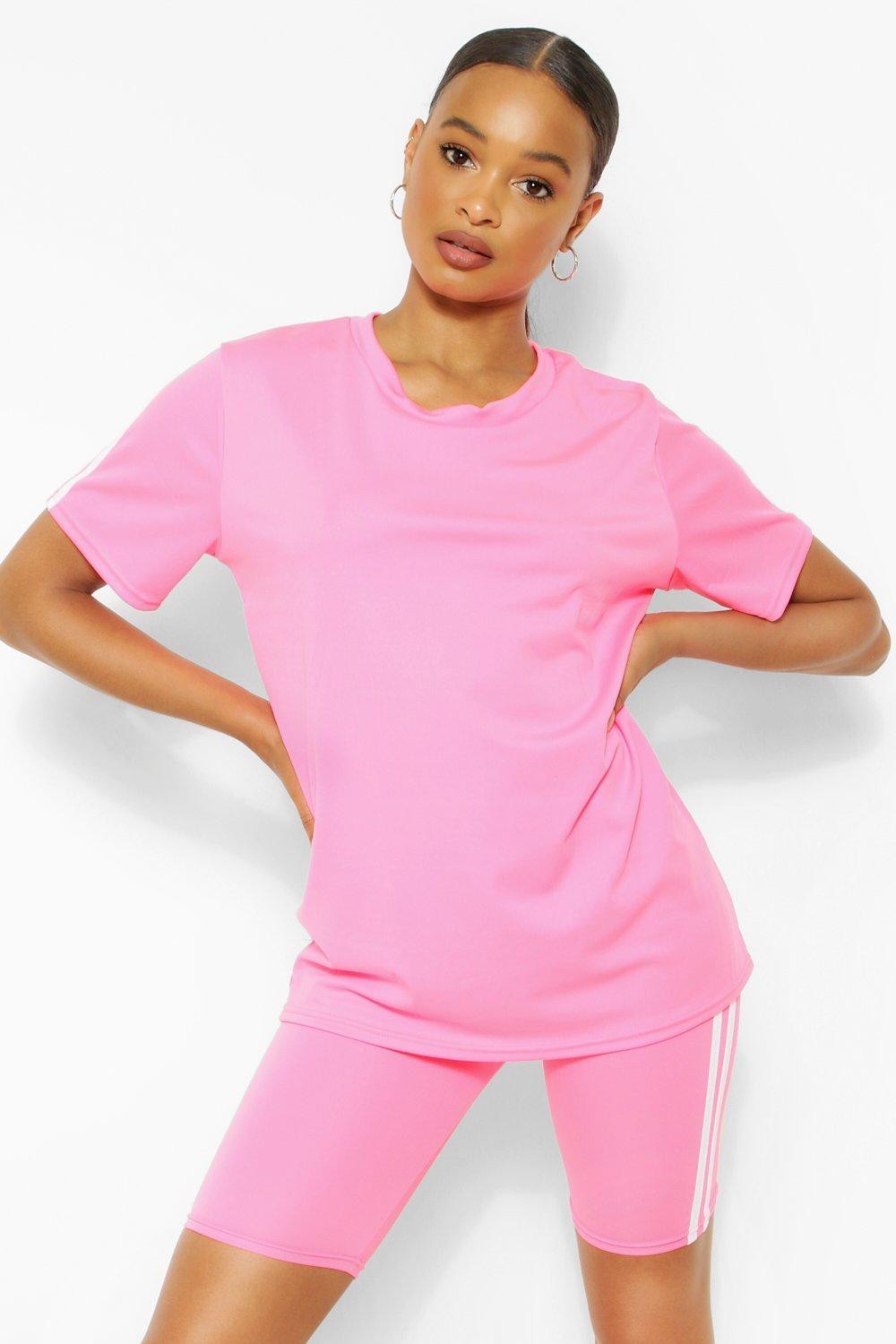 Womens Short Lounge Set With Side Stripe - Pink - S/M | Boohoo.com (US & CA)