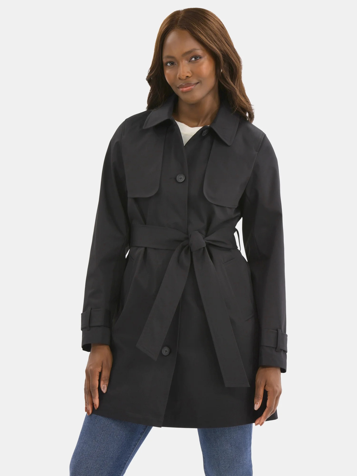 Time and Tru Women's Belted Trench Coat, Midweight, Sizes XS-2X | Walmart (US)
