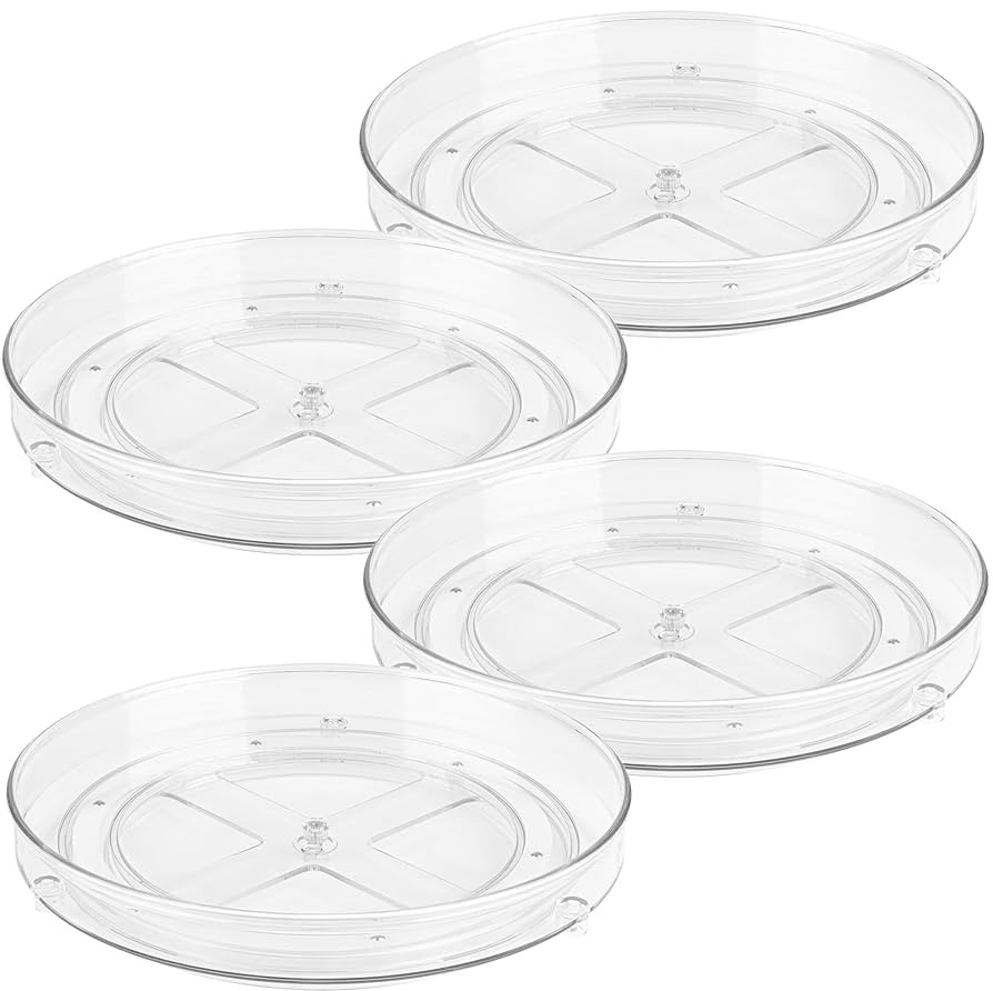Oizeir Clear Lazy Susan Turntable Organizer (Pack of 4) 9 Inch Acrylic Rotating Storage for Cabin... | Amazon (US)