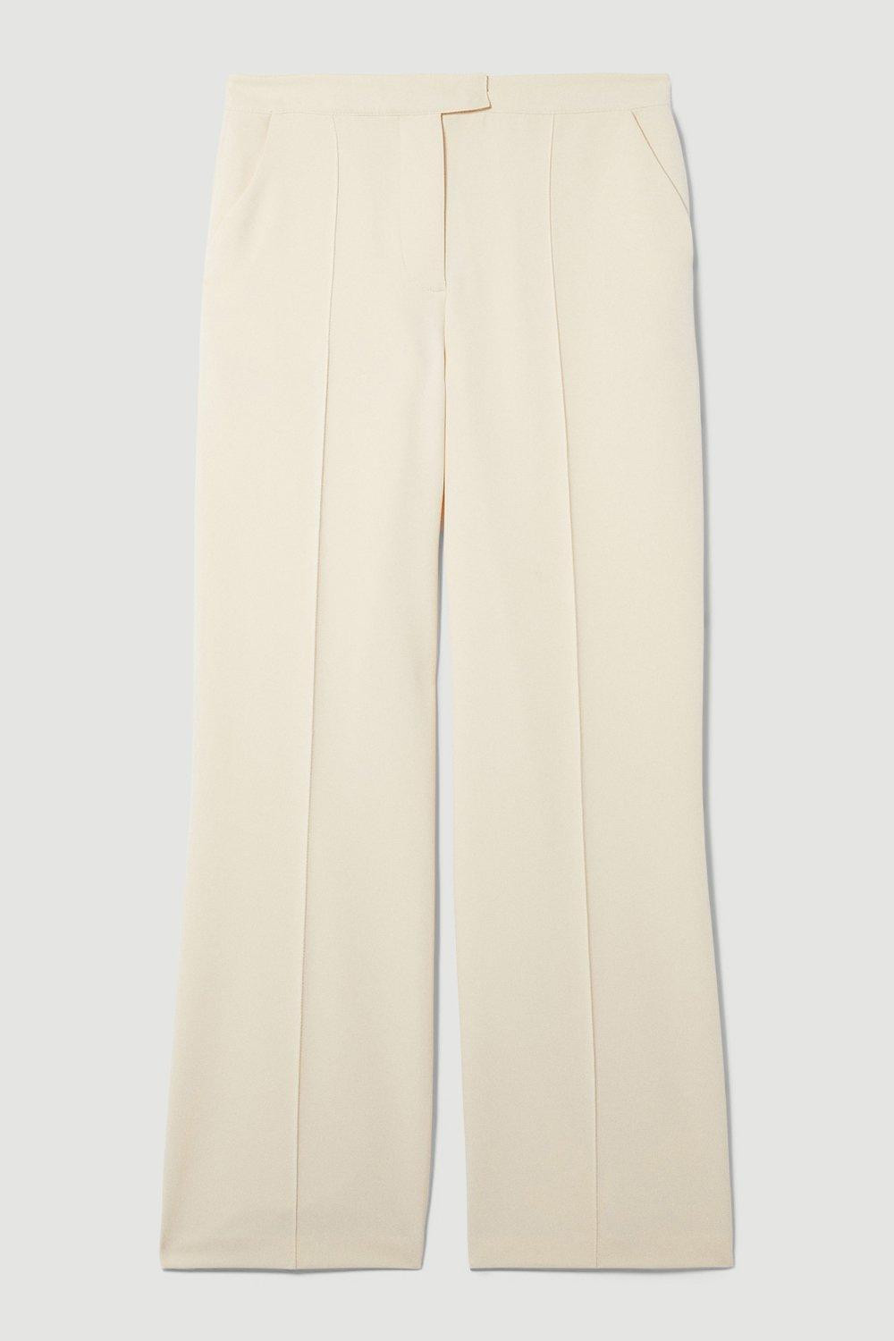 Stretch Cady High Rise Wide Leg Trouser | Karen Millen UK + IE + DE + NL