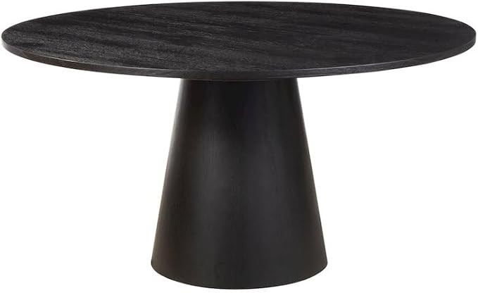 Alpine Furniture Black Round Dining Table 59 Inches, Vintage Finish with Tapered Pedestal Base, S... | Amazon (US)