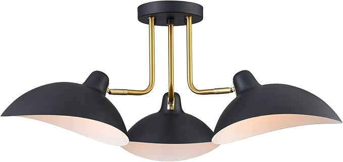 YUBOLE Ceiling Light Semi-Flush Mount, 3-Light Matte Black Multi-Directional Spot Light, Adjustab... | Amazon (US)