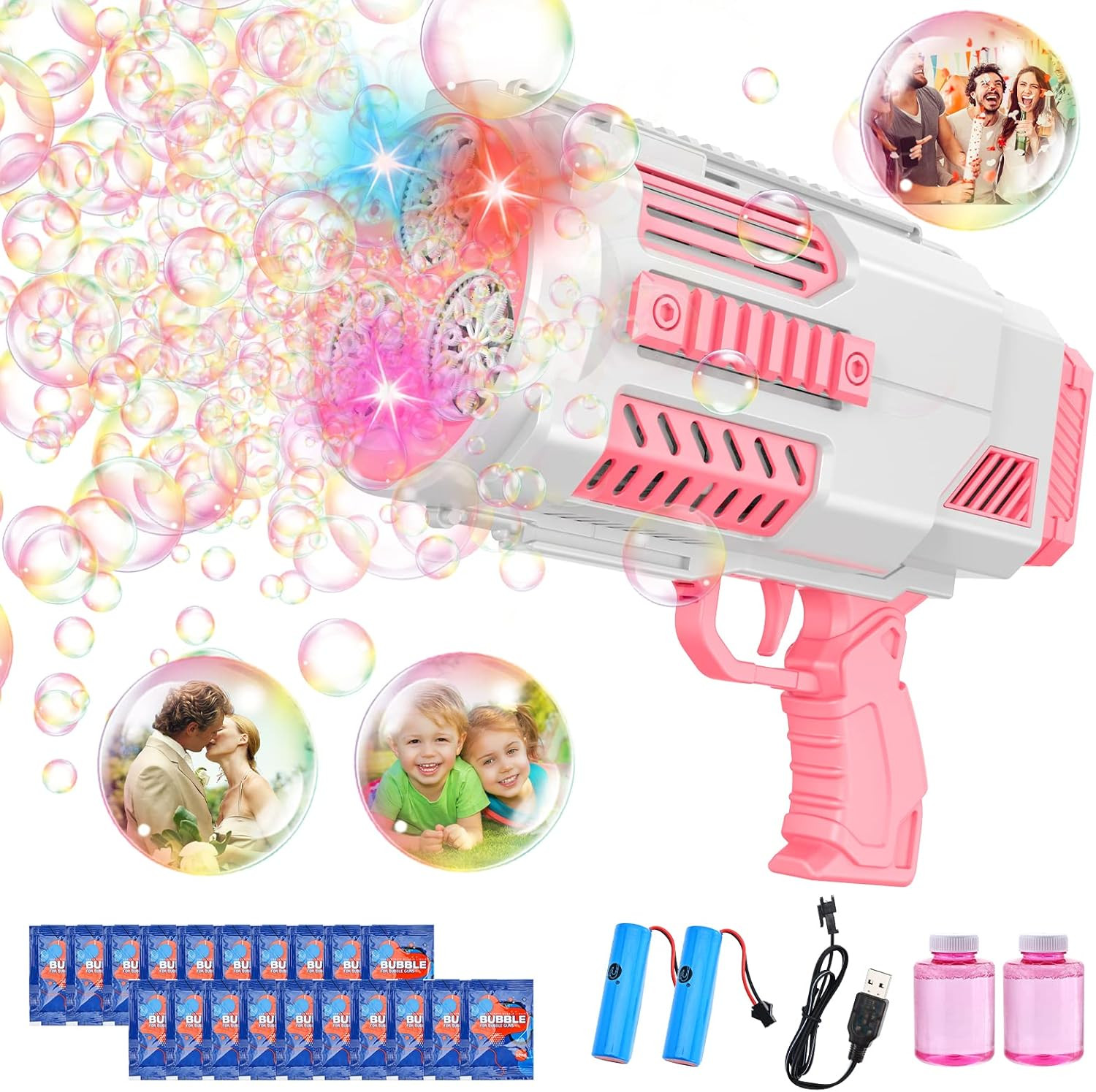 Bubble Machine Automatic Bubble Gun for Kids，Rocket Launcher Bubble Maker Blower,Auto Filling, ... | Amazon (US)