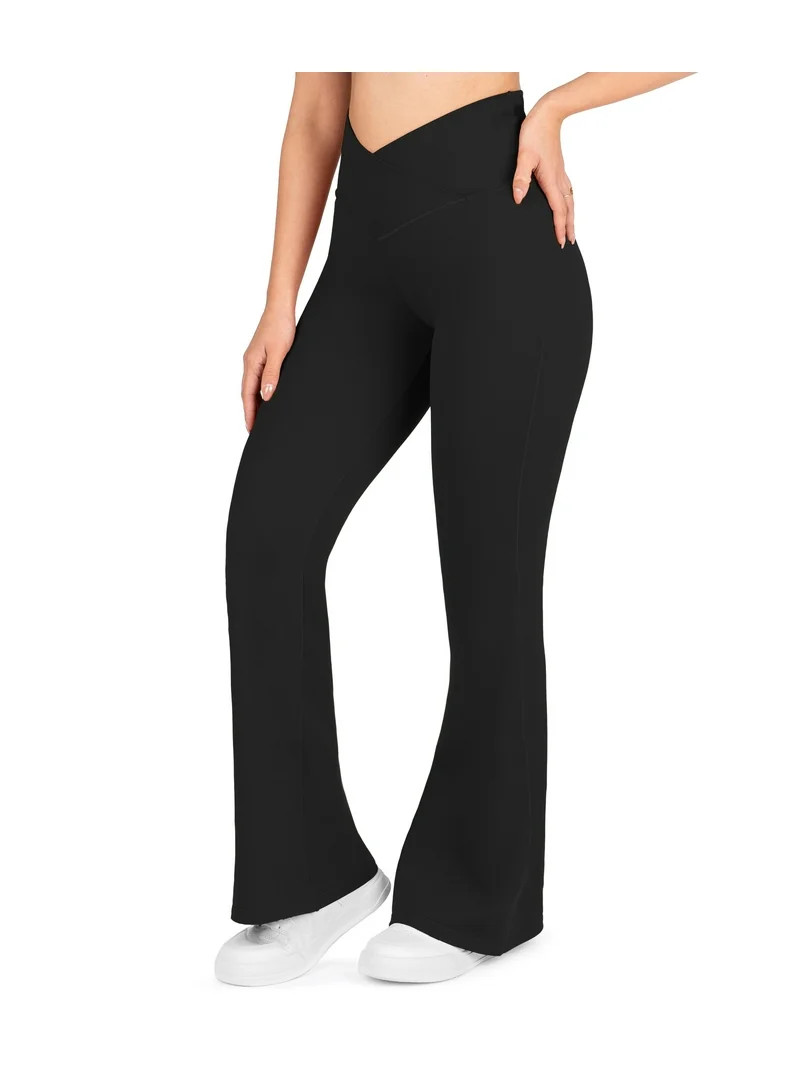 Nirlon Crossover Flare Leggings For Women - Regular & Plus Size Flare Pants High Waisted Wide Yog... | Walmart (US)