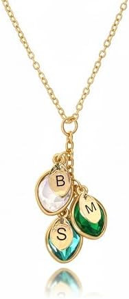 MignonandMignon Birthstone Necklace for Mom Grandma | Personalized Family Initial Necklace for Wo... | Amazon (US)