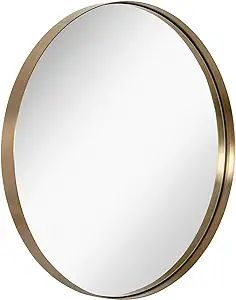 Hamilton Hills 30" Contemporary Metal Gold Framed Brushed Circle Wall Mirror | Glass Panel Rounde... | Amazon (US)