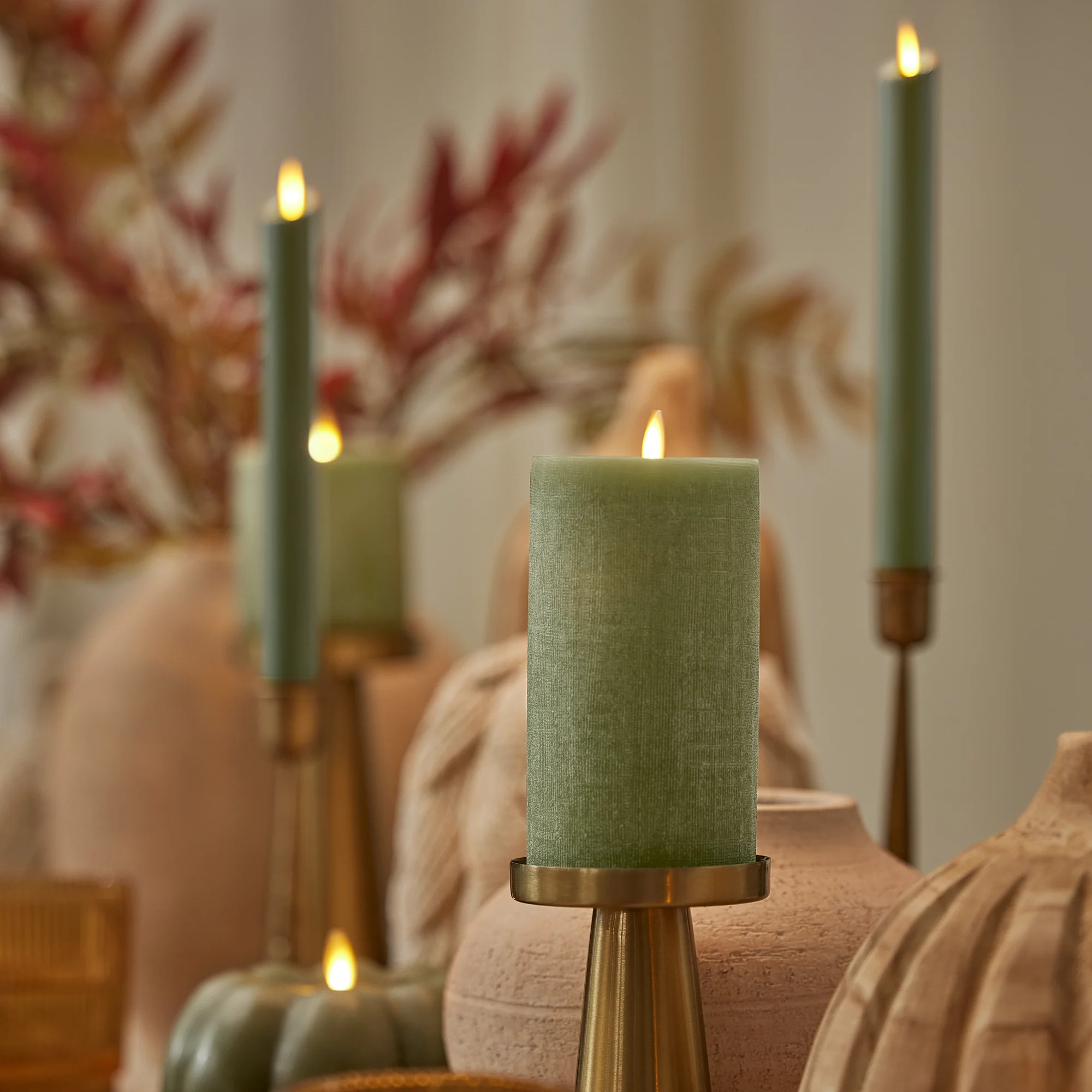 Loden Green Flameless Candle Taper | Luminara
