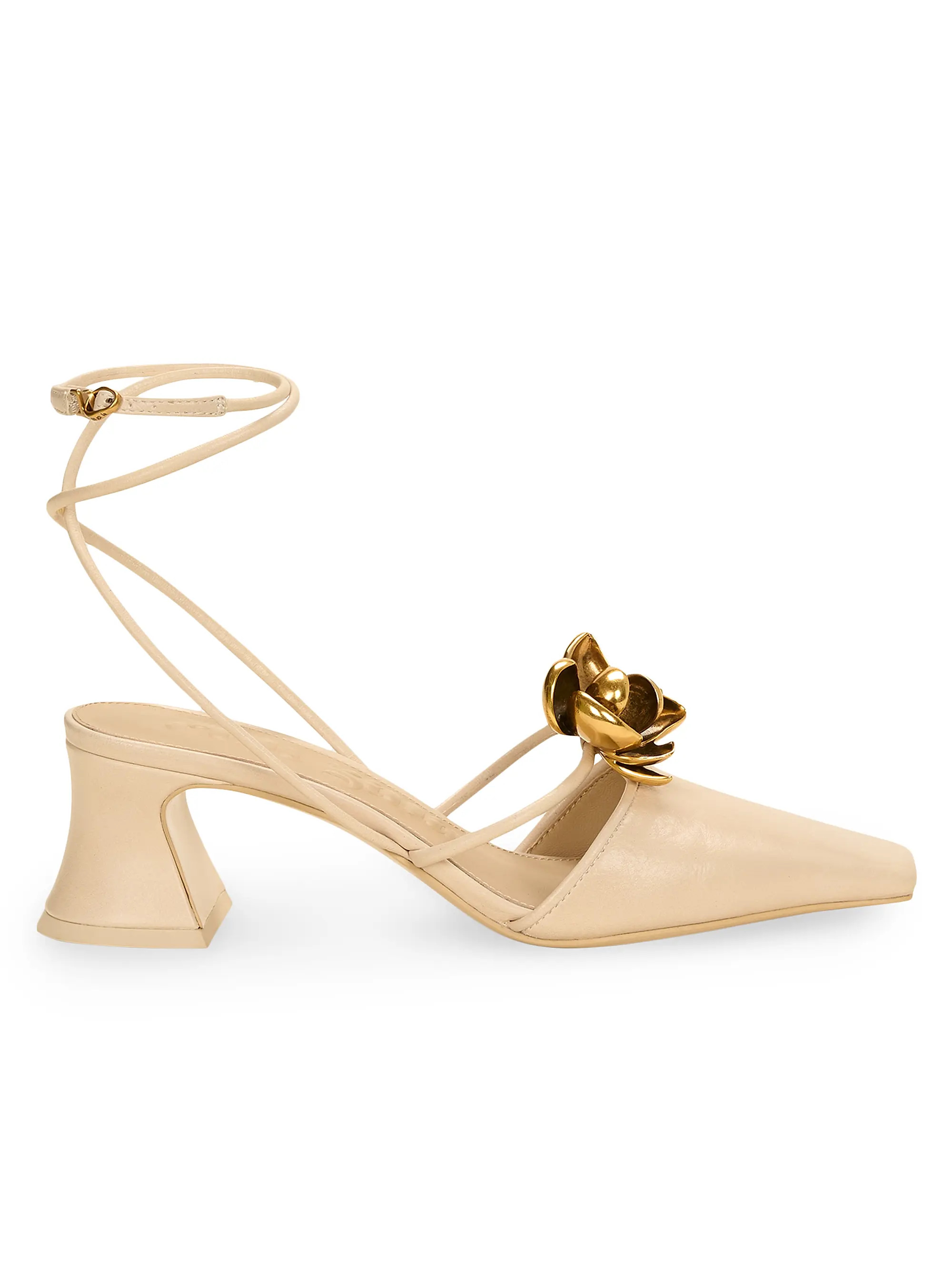 Ingrid 60MM Embellished Leather Ankle-Wrap Mules | Saks Fifth Avenue