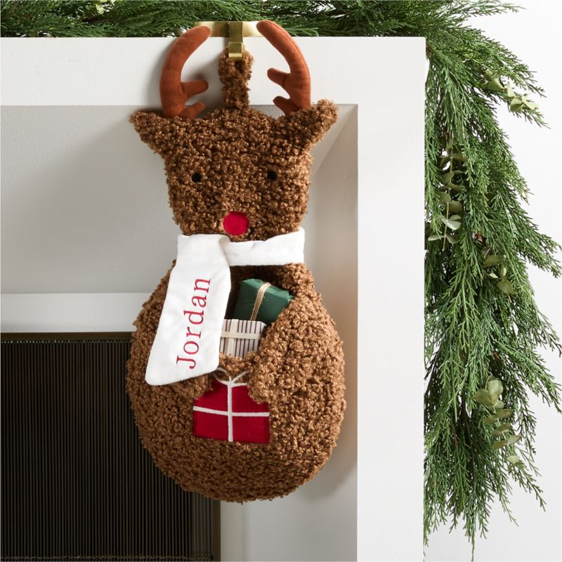 Sherpa Reindeer Kids Christmas Stocking | Crate & Kids | Crate & Barrel