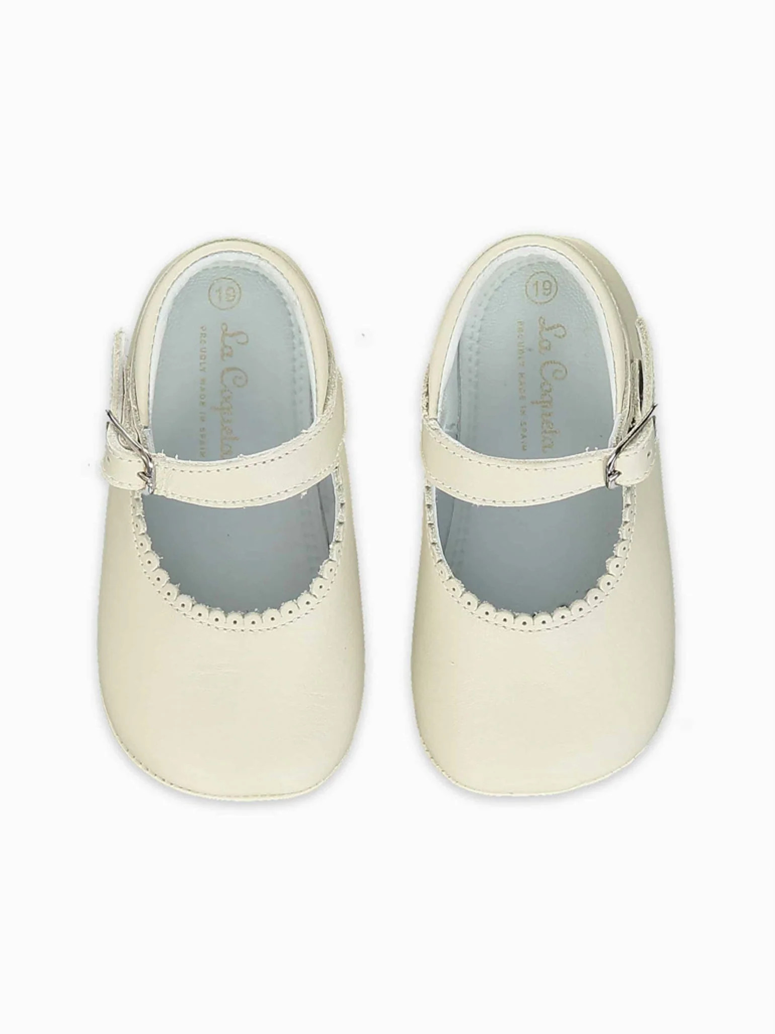 Ivory Leather Baby Mary Jane Shoes | La Coqueta (US)