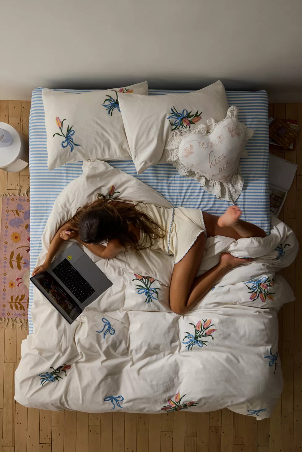 A Bouquet For You Floral Embroidered Duvet Cover | Urban Outfitters (US and RoW)