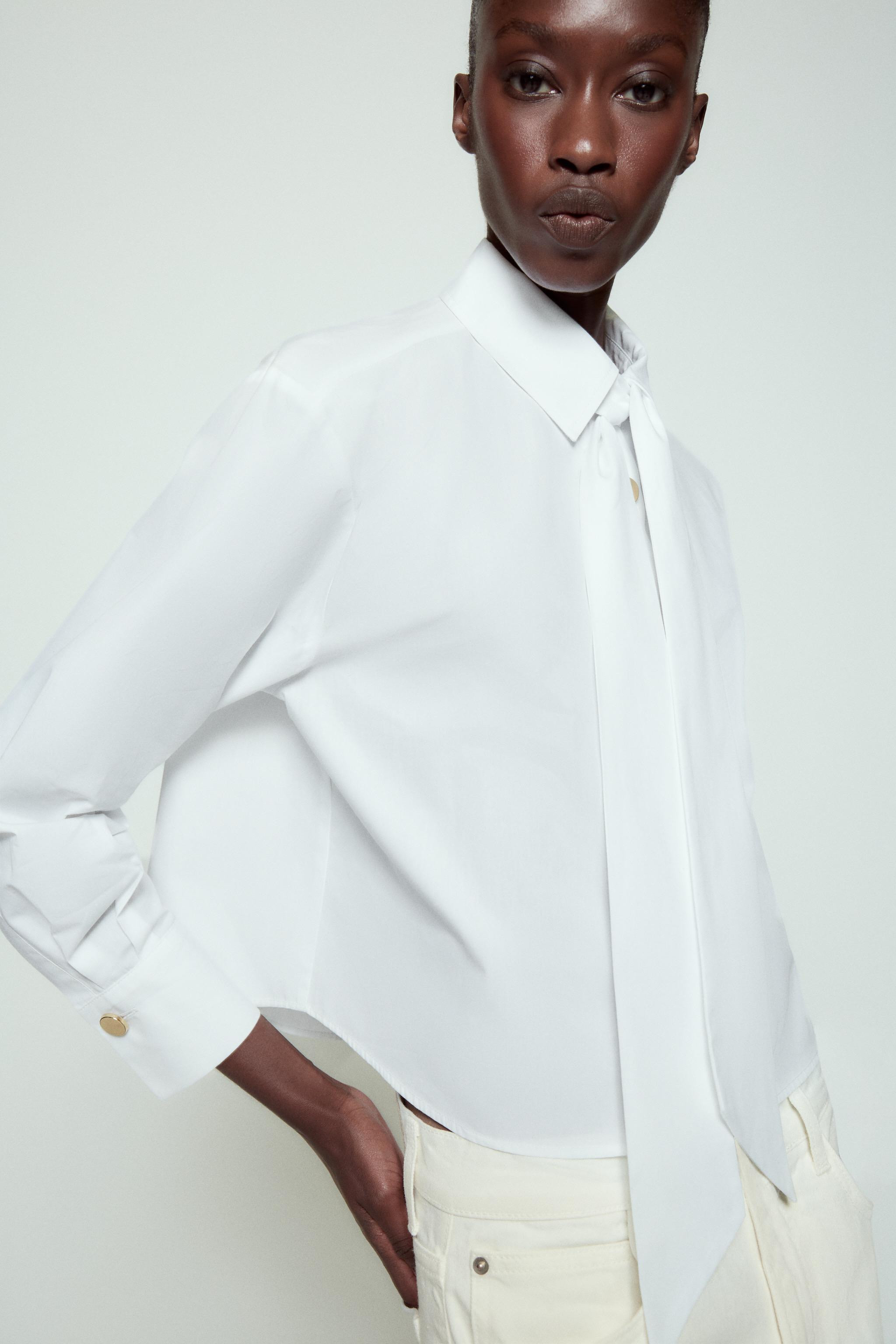 DescriptionCompositionMeasurementsShirt featuring a regular collar and long sleeves. Matching tie... | Zara AU