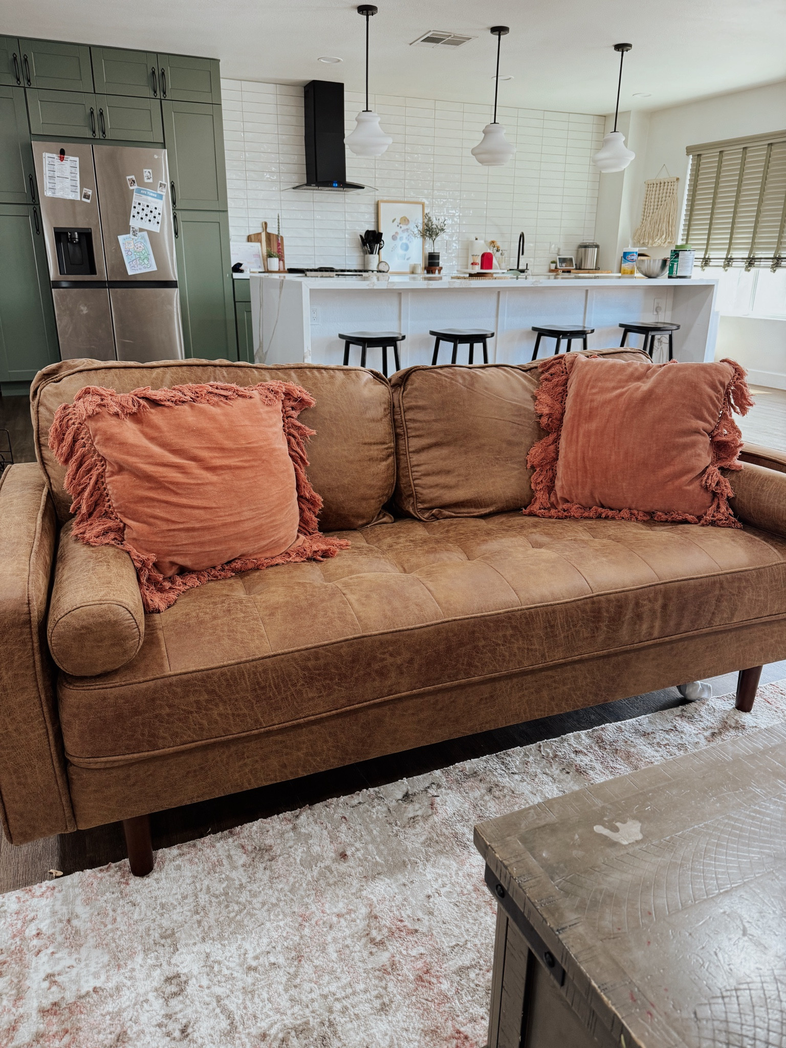 new brown leather sofa for our fire place room! super soft and comfortable and only $300 👏🏽

#LTKhome #LTKfamily #LTKsalealert