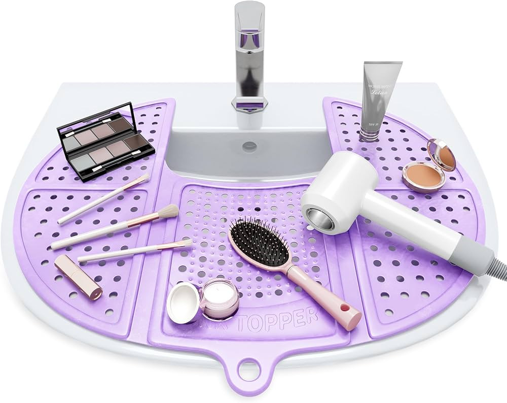 Sink Topper Foldable Sink Cover - Silicone Beauty Makeup Brush Cleaning Mat - Hot Tools Organizer... | Amazon (US)