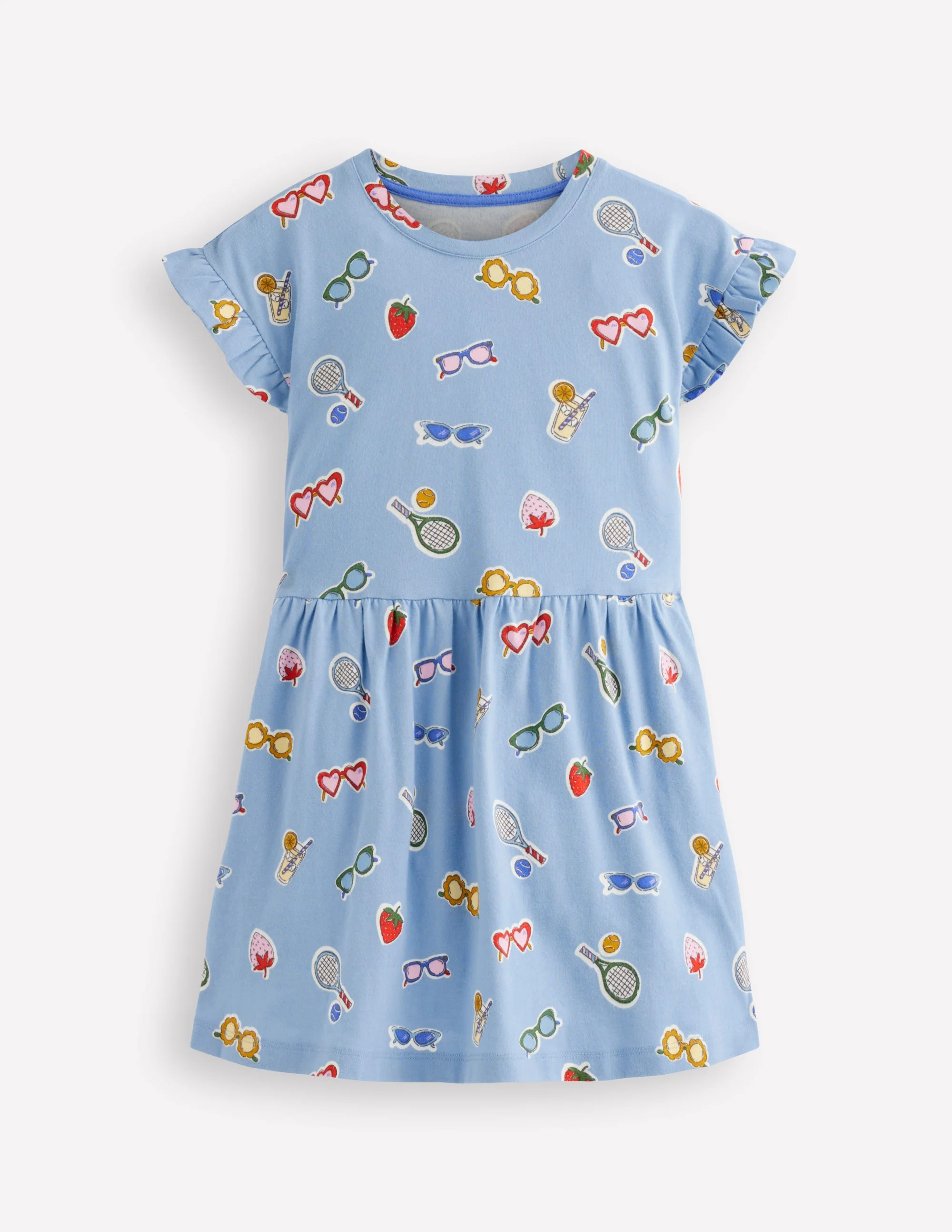 Jersey T-Shirt Dress-Glacier Blue Holiday Print | Boden (US)