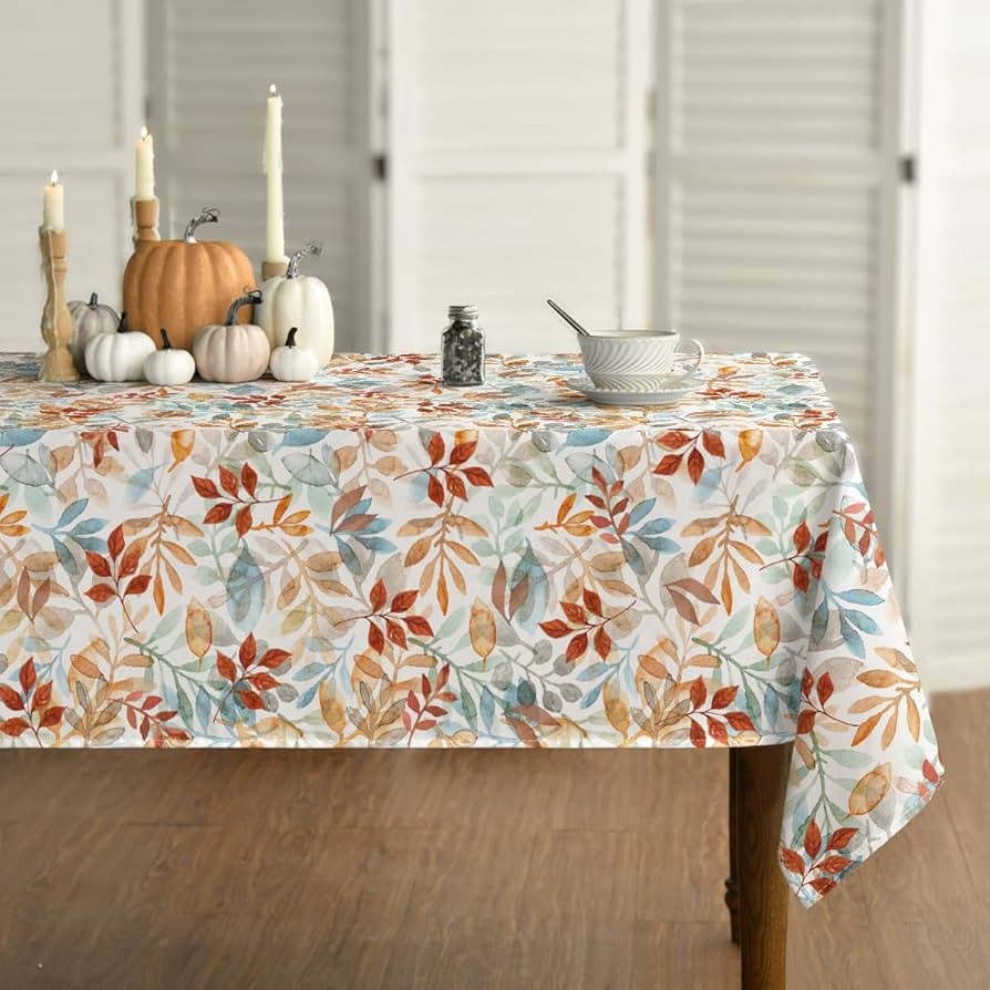 Horaldaily Fall Tablecloth 60x84 Inch Rectangular, Thanksgiving Autumn Harvest Orange Blue Waterc... | Amazon (US)