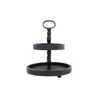 Hello Honey® 18.5" Distressed Black Wood 2-Tier Tray | 15" x 15" x 18.5" | Michaels® | Michaels Stores