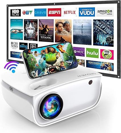 GROVIEW Mini Projector with WiFi, Updated 7500L Brightness with 100 Inches Screen, Full HD 1080P ... | Amazon (US)