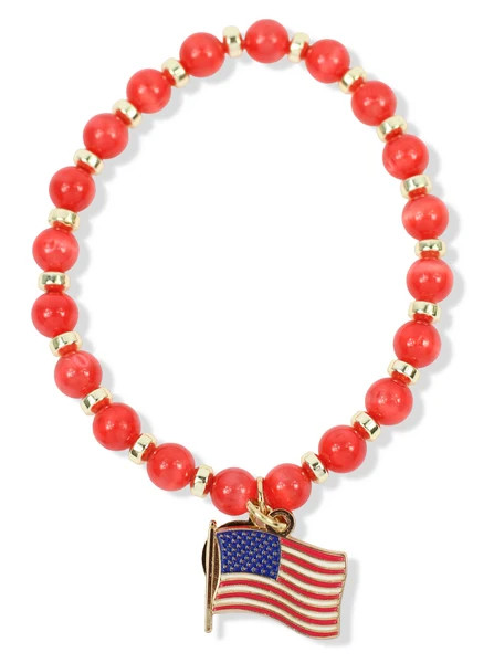 Gigi Stretch Bracelet - Firecracker with American Flag | Bourbon and Boweties