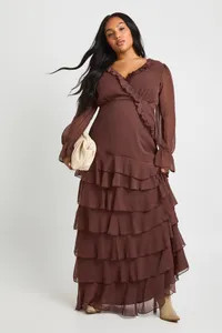 Plus Chiffon Ruched Waist Skater Dress | boohoo (US & Canada)