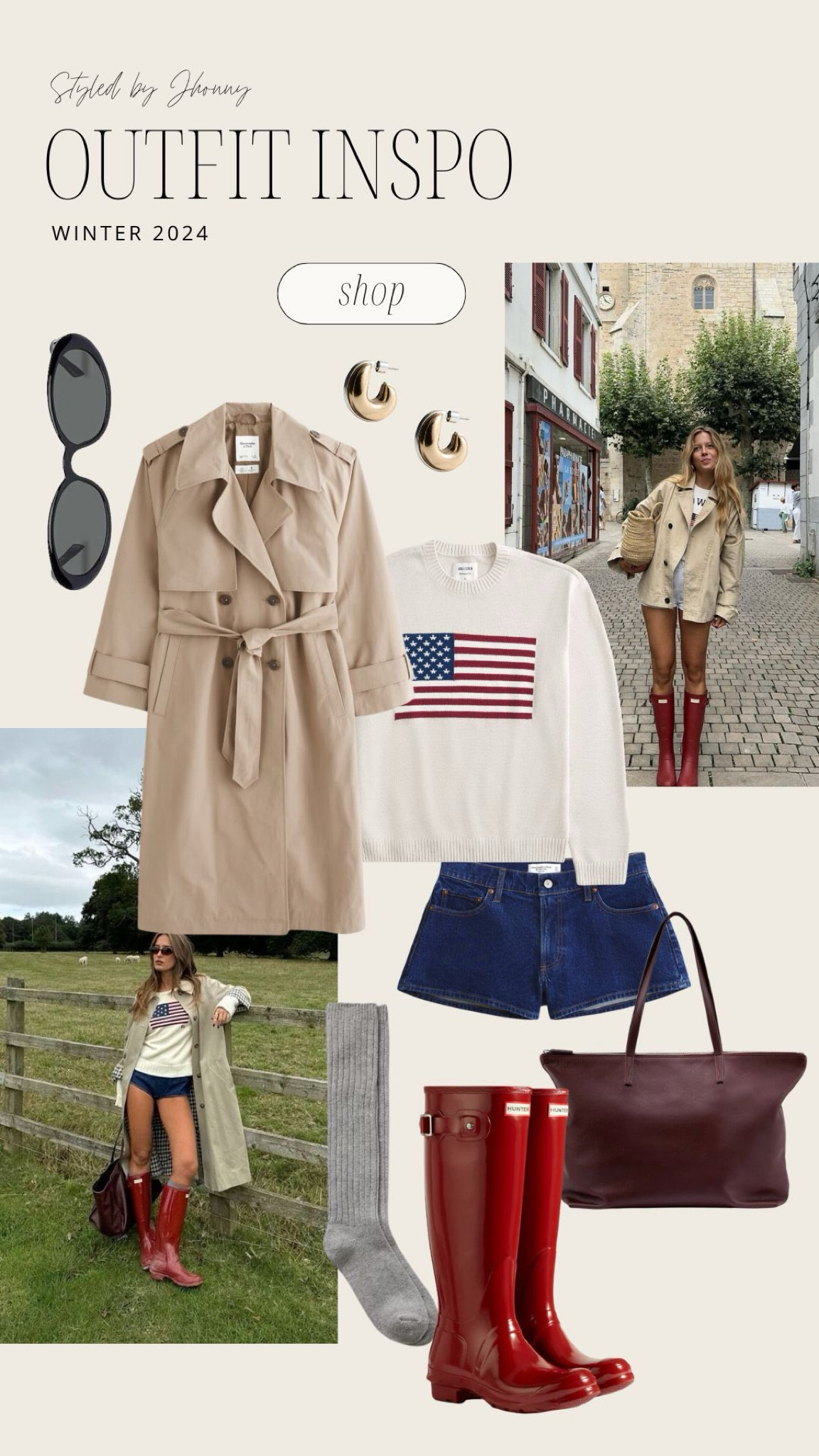 Winter into spring outfit inspo! OBSESSED with these red hunter rain boots! Knee high boots, rain boots outfit inspo, winter outfit.

#LTKStyleTip #LTKShoeCrush #LTKItBag