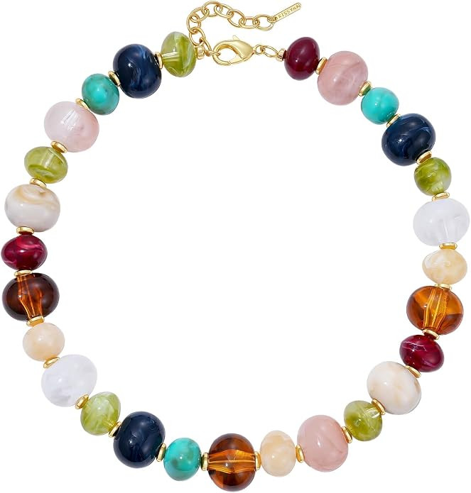 KissYan Chunky Resin Beaded Necklaces for Women | Amazon (US)