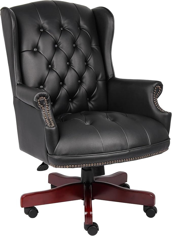 Boss Office Products Wingback Traditional Chair , Leather, in Black | Amazon (US)