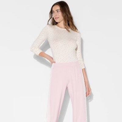 Women's Long Sleeve Printed Crewneck T-Shirt - Wild Fable™ Light Pink Floral XXS | Target