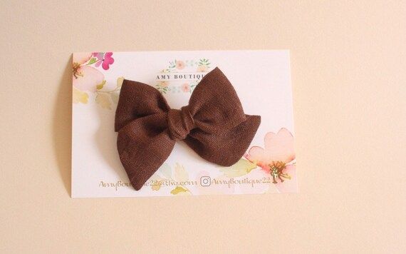 Chocolate Linen Pinwheel Bow | Etsy (US)