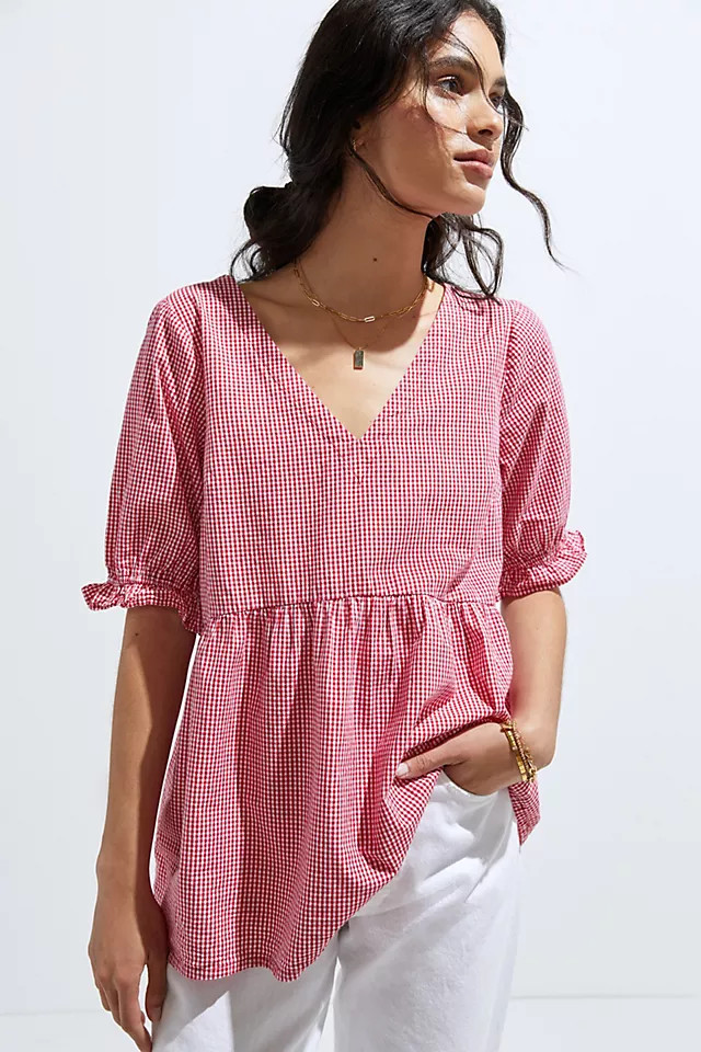 Maeve Gingham Tunic Top | Anthropologie (US)
