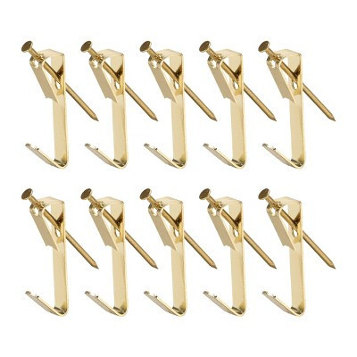 Unique Bargains Photo Frame Hanging Hooks Kit for Wall Mounting Gold 0.83" x 0.16" 25 Pcs | Target