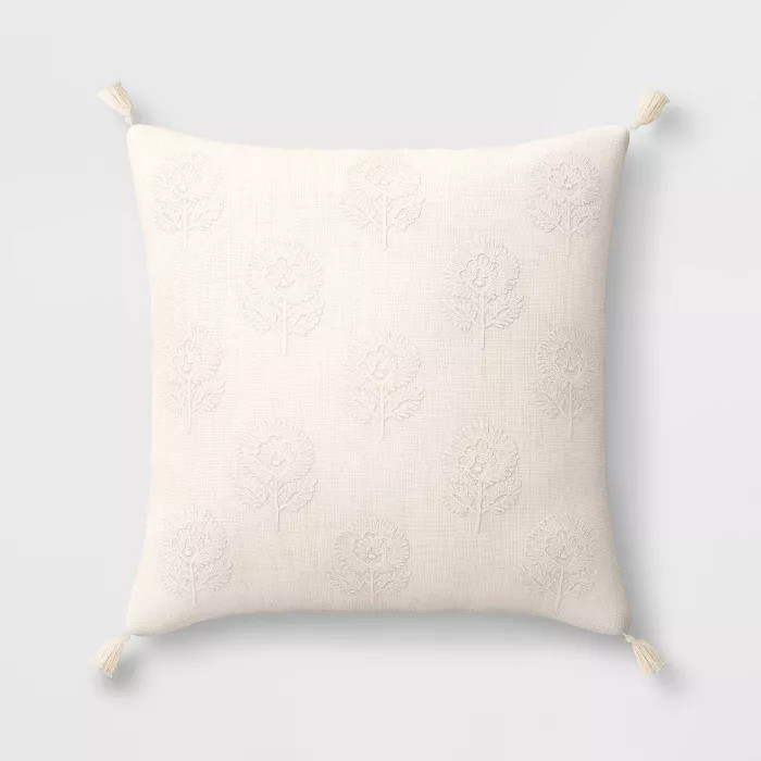 Embroidered Floral Throw Pillow with Tassels - Threshold™ | Target