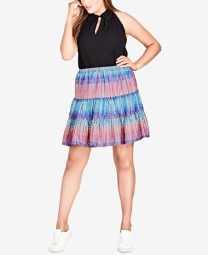 City Chic Trendy Plus Size Tiered A-Line Skirt | Macys (US)