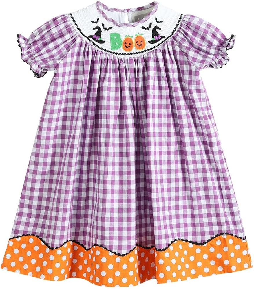 Lil cactus Baby Girls Halloween Smocked Bishop Dress | Amazon (US)
