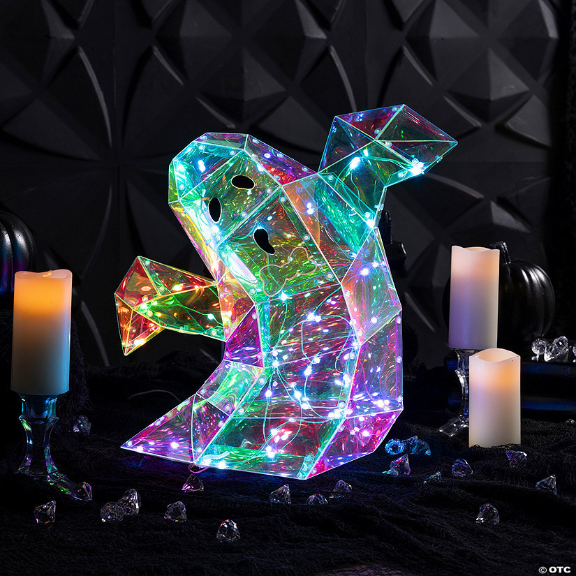15 3/4" Halloween Multicolor Prismatic Ghost Light-Up LED Light | Oriental Trading Company