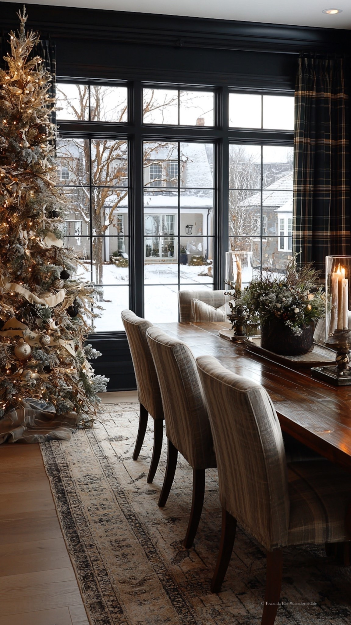 Classic dining room Christmas decor with Ralph Lauren home inspiration—plaid drapes, patterned upholstered dining chairs, warm candlelight and a timeless styled tree!

#LTKHome #LTKHoliday