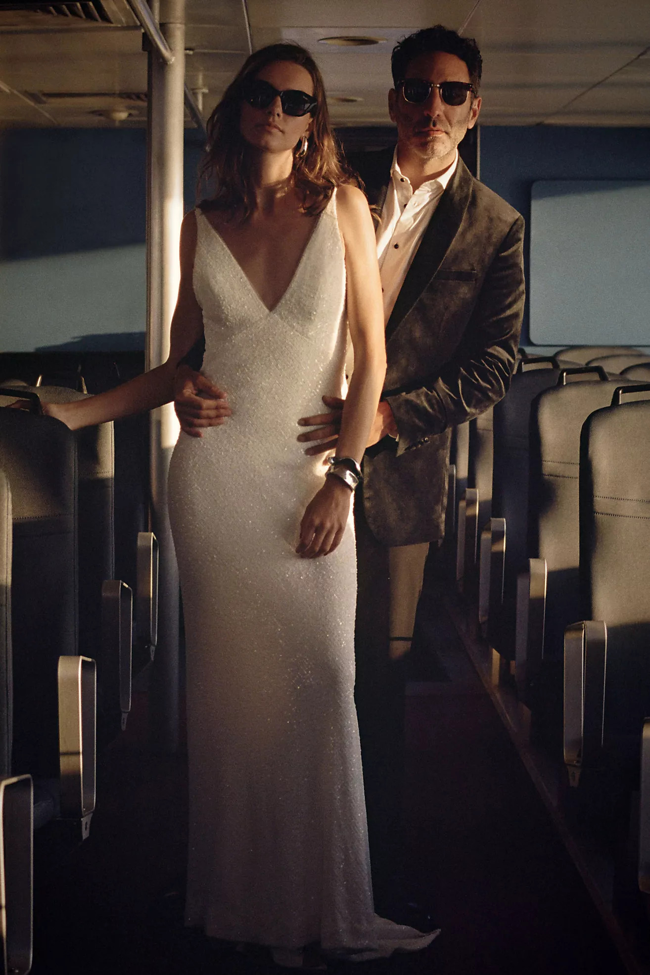 Jenny Yoo Marlis V-Neck Open-Back Sequin Gown | Anthropologie (US)