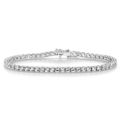 Lab Created White Sapphire Round Cut Gemstone Tennis Bracelet in Sterling Silver | Sam's Club