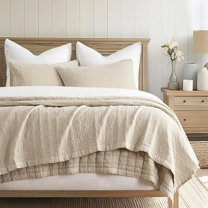 EVERGRACEHOME Stonewashed Cotton Quilt Set Full Queen Size, Ultra Soft Oversized Bedspread Coverl... | Amazon (US)