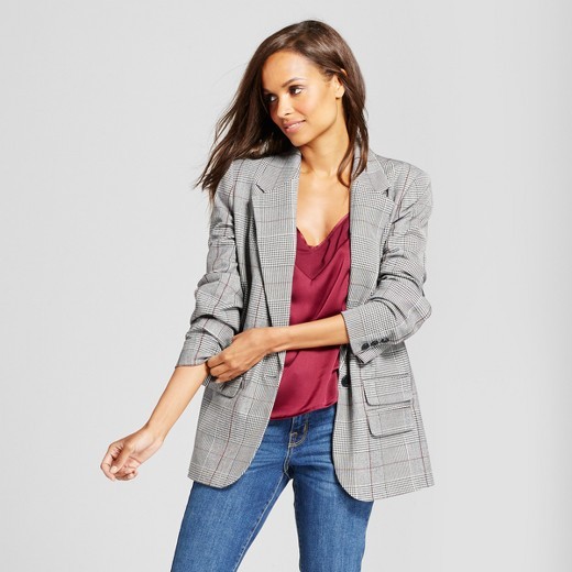 Women's Plaid Boyfriend Blazer - A New Day™ Gray Women's Plaid Boyfriend Blazer - A New Day™ Gray | Target