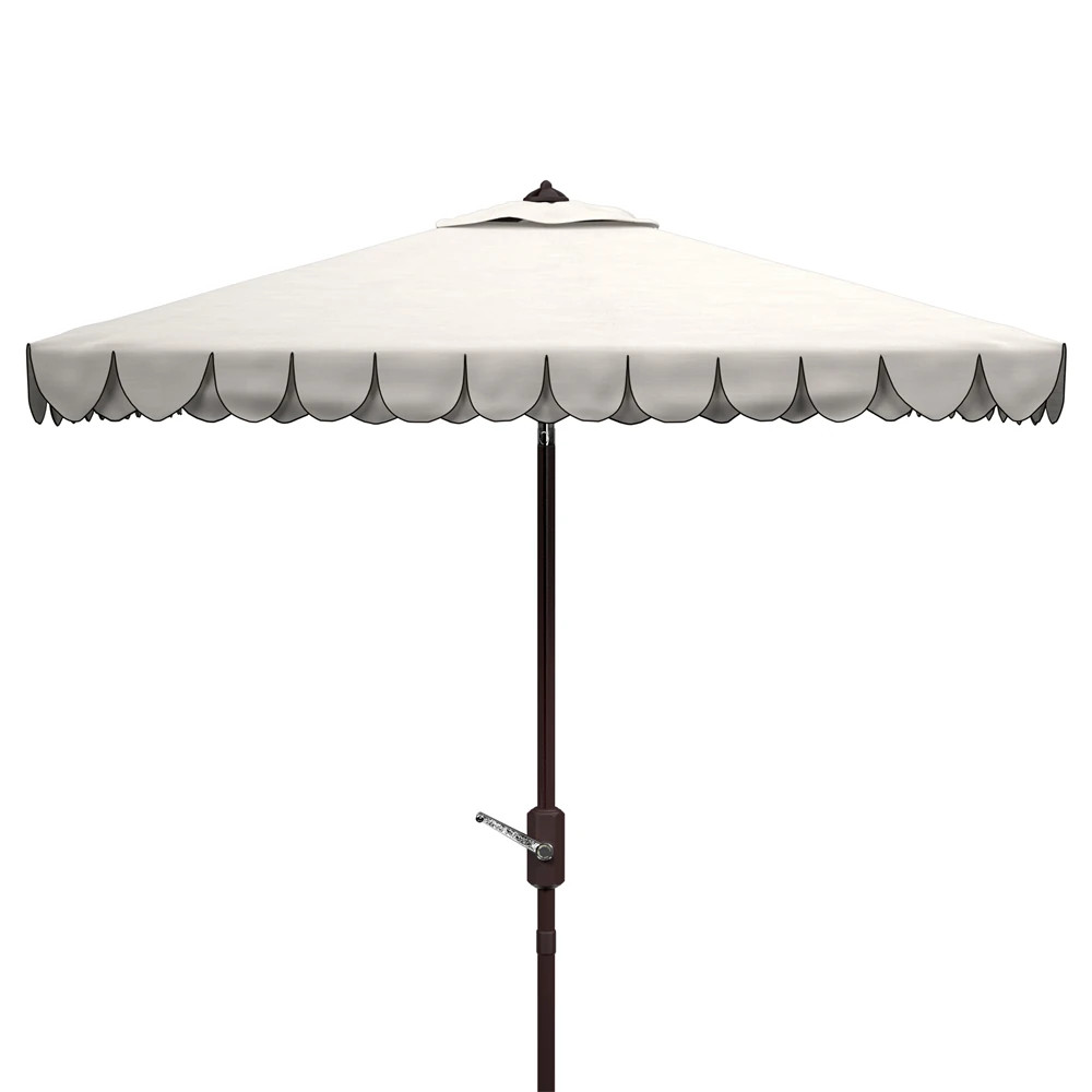 Avaline French Country White Square Scalloped Patio Umbrella | Kathy Kuo Home