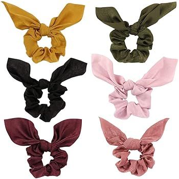 WeTest 6 Pack Elastics Hair Scrunchies, Bow Scrunchies (6 Pack Hair Scrunchies) | Amazon (US)