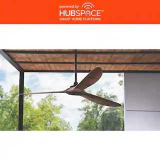 Tager 72 in. Smart Indoor/Outdoor Matte Black with Whiskey Barrel Blades Ceiling Fan with Remote ... | The Home Depot