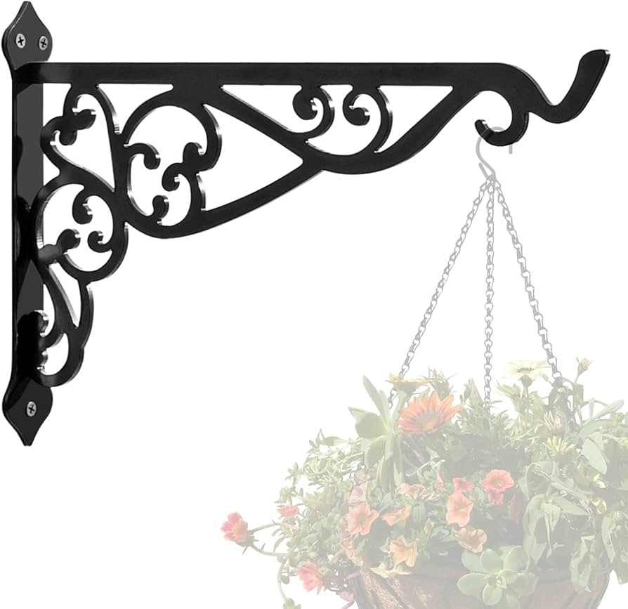 14in Hanging Plant Bracket Outdoor Decorative Iron Plant Lantern Birdfeeder Wall Hanger Hook for ... | Amazon (US)