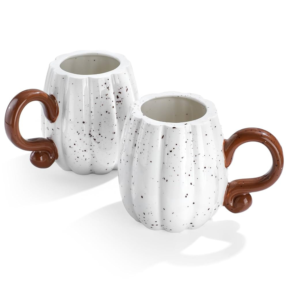 2 Pcs Fall Pumpkin Cup Ceramic Coffee Mugs 16 oz Thanksgiving Funny Tea Mug Autumn Halloween Birt... | Amazon (US)